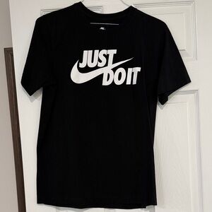 Nike Black T-Shirt with White 'Just Do It' Logo